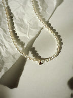 Rice pearl necklace + lab diamond charm