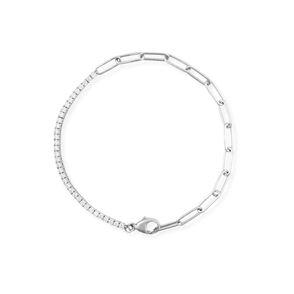 1 ct natural diamond line bracelet with gold chain