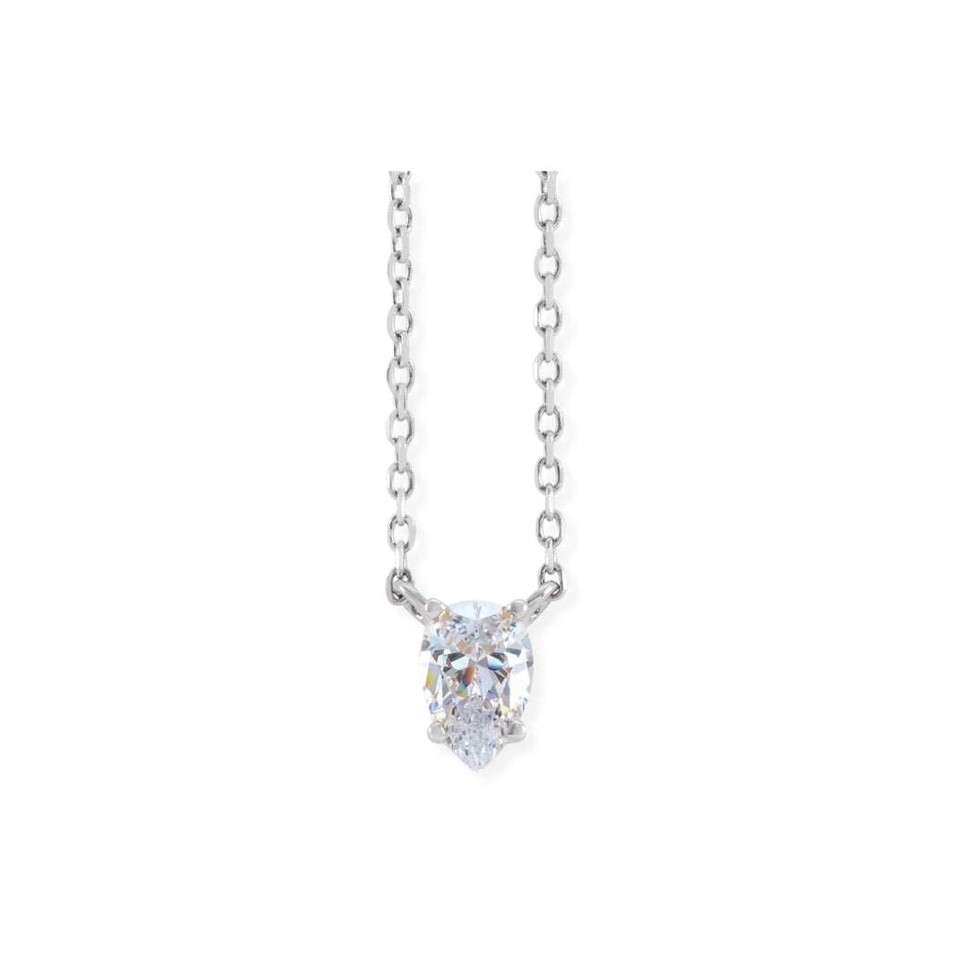 Solitaire Pear Pendant - Natural Diamond