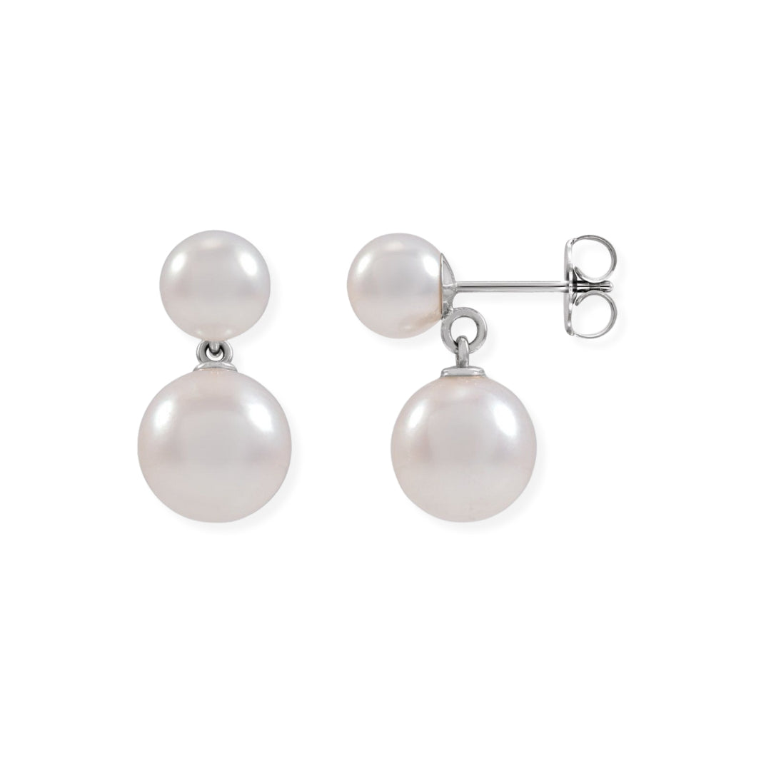 Double Pearl Drop Earrings