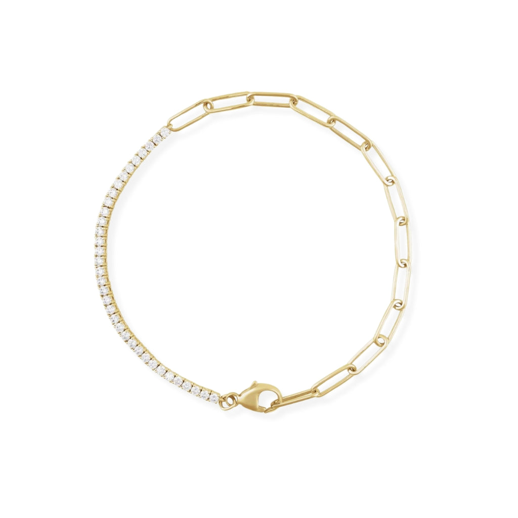 1 ct natural diamond line bracelet with gold chain