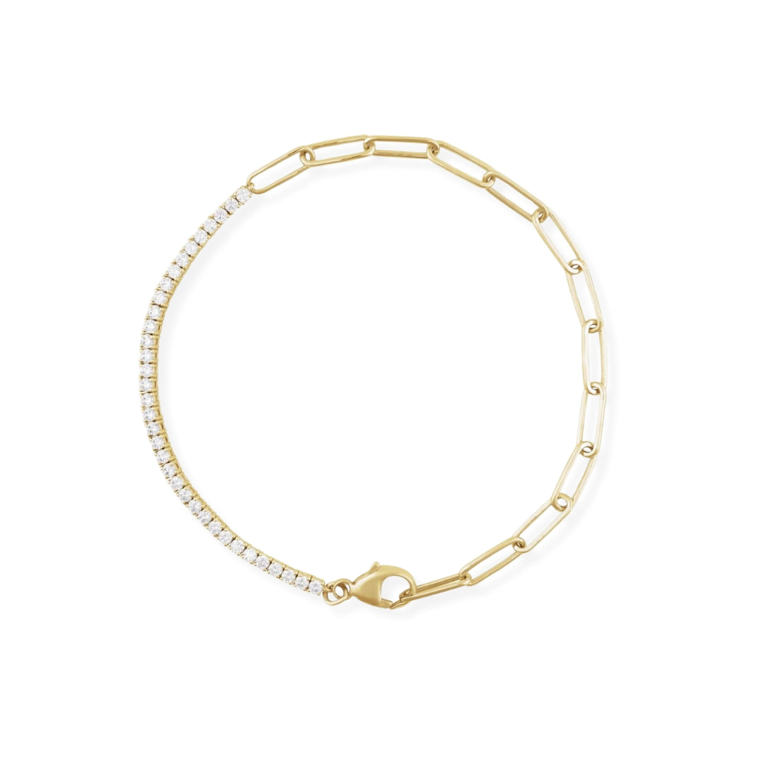 1 ct diamond line bracelet with gold chain