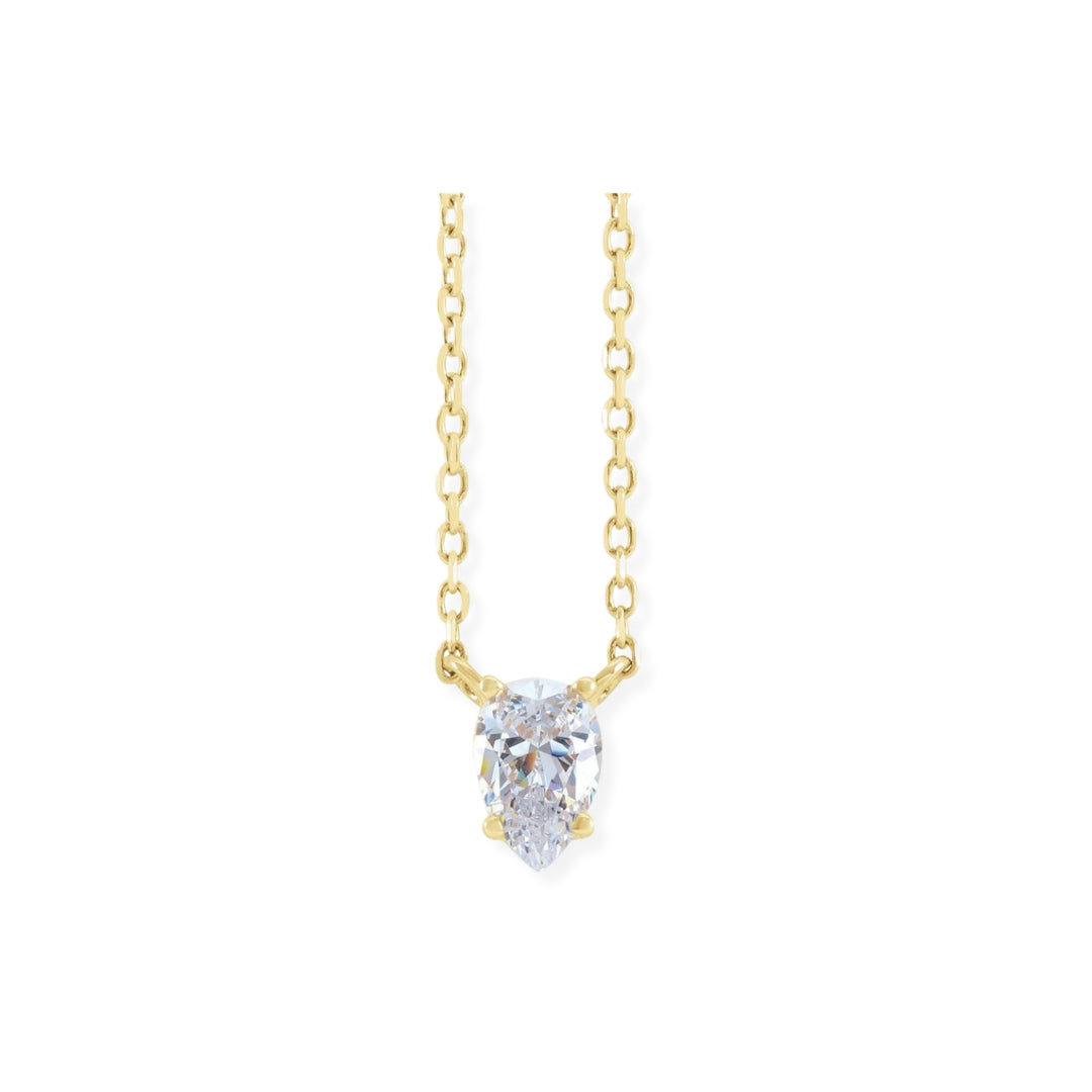 Solitaire Pear Pendant - Natural Diamond