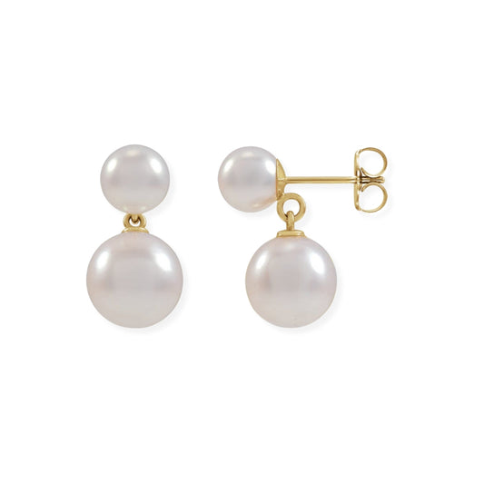 Double Pearl Drop Earrings